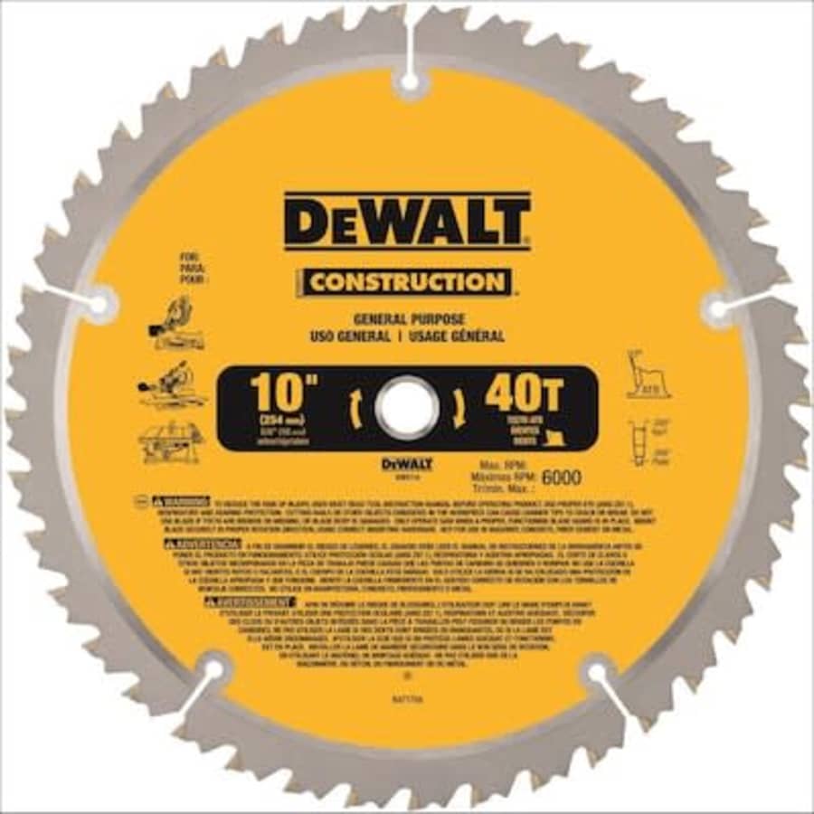 DeWalt Construction 10" 40-Tooth Segmented Carbide Miter/Table Saw Blade for $15 DeWalt Construction 10" 40-Tooth Segmented Carbide Miter/Table Saw Blade for $15
