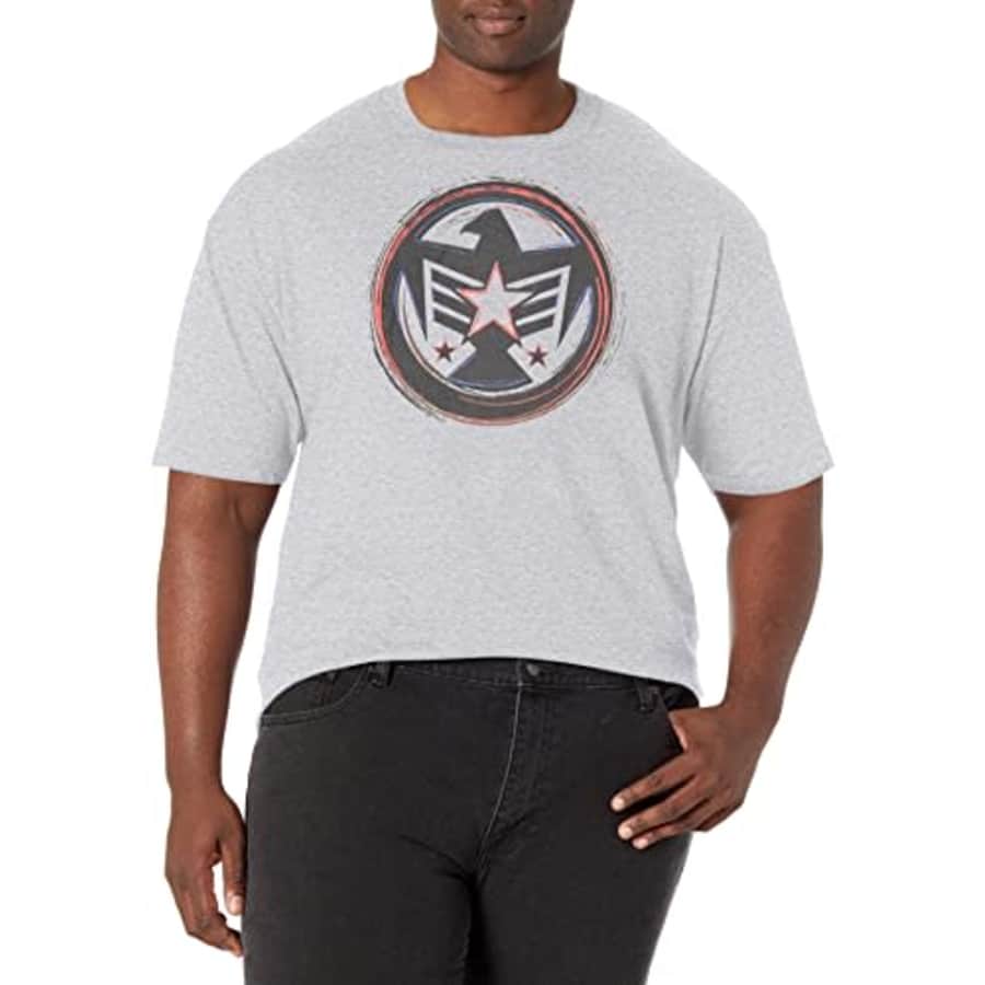 Marvel Big & Tall Classic Falcon America Men's Tops Short Sleeve Tee Shirt, Athletic Heather, for $8