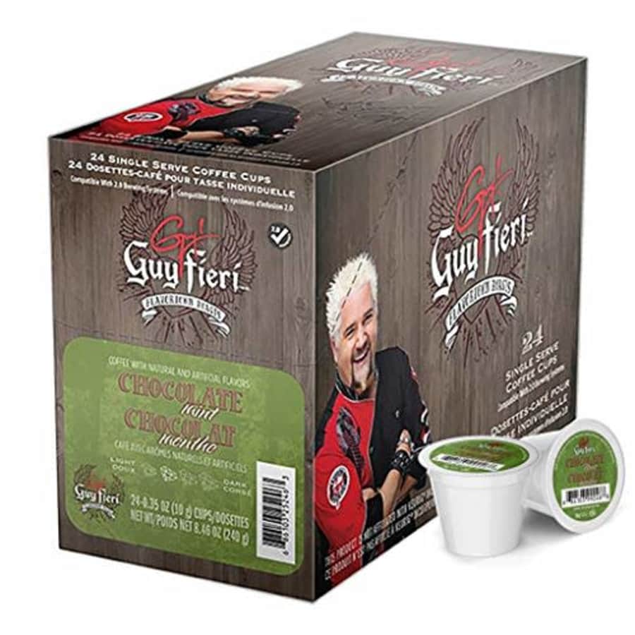 Guy Fieri Flavortown Roasts Coffee Pods, Chocolate Mint, Peppermint Mocha Chocolate Flavored for $19