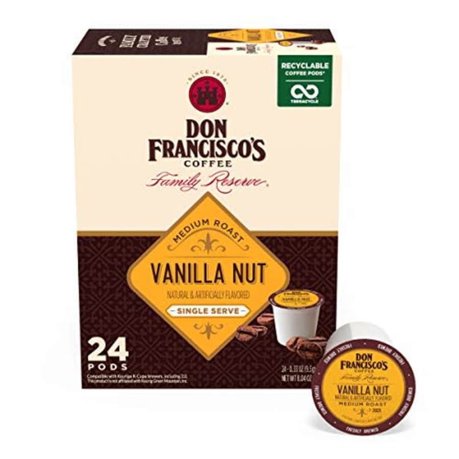 Don Francisco's Vanilla Nut Flavored (24 Count) Recyclable Single-Serve Coffee Pods, Compatible for $13