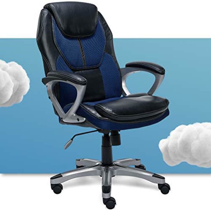 Serta Executive Office Padded Arms Adjustable Ergonomic Gaming Desk Chair with Lumbar Support, Faux for $190 Serta Executive Office Padded Arms Adjustable Ergonomic Gaming Desk Chair with Lumbar Support, Faux for $190