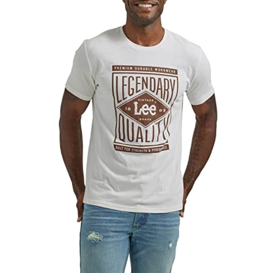 Lee Jeans Lee Men's Short Sleeve Graphic T-Shirt, Marshmallow Heather Legendary Quality for $12