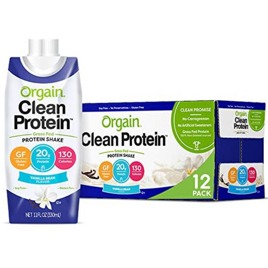 Orgain Grass Fed Clean Protein Shake, Vanilla Bean - Meal Replacement, Ready to Drink, Gluten Free, for $35 Orgain Grass Fed Clean Protein Shake, Vanilla Bean - Meal Replacement, Ready to Drink, Gluten Free, for $35