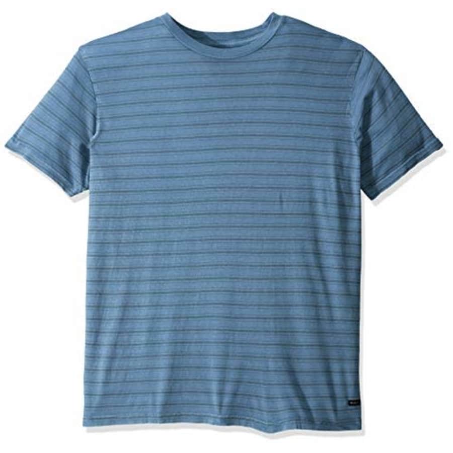 RVCA Men's Saturation Stripe Short Sleeve Crew Neck Shirt, China Blue, S for $22