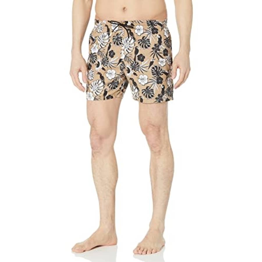 BOSS Men's Standard Piranha Print Swim Trunks, Floral Tropical Tan, XL for $24 BOSS Men's Standard Piranha Print Swim Trunks, Floral Tropical Tan, XL for $24
