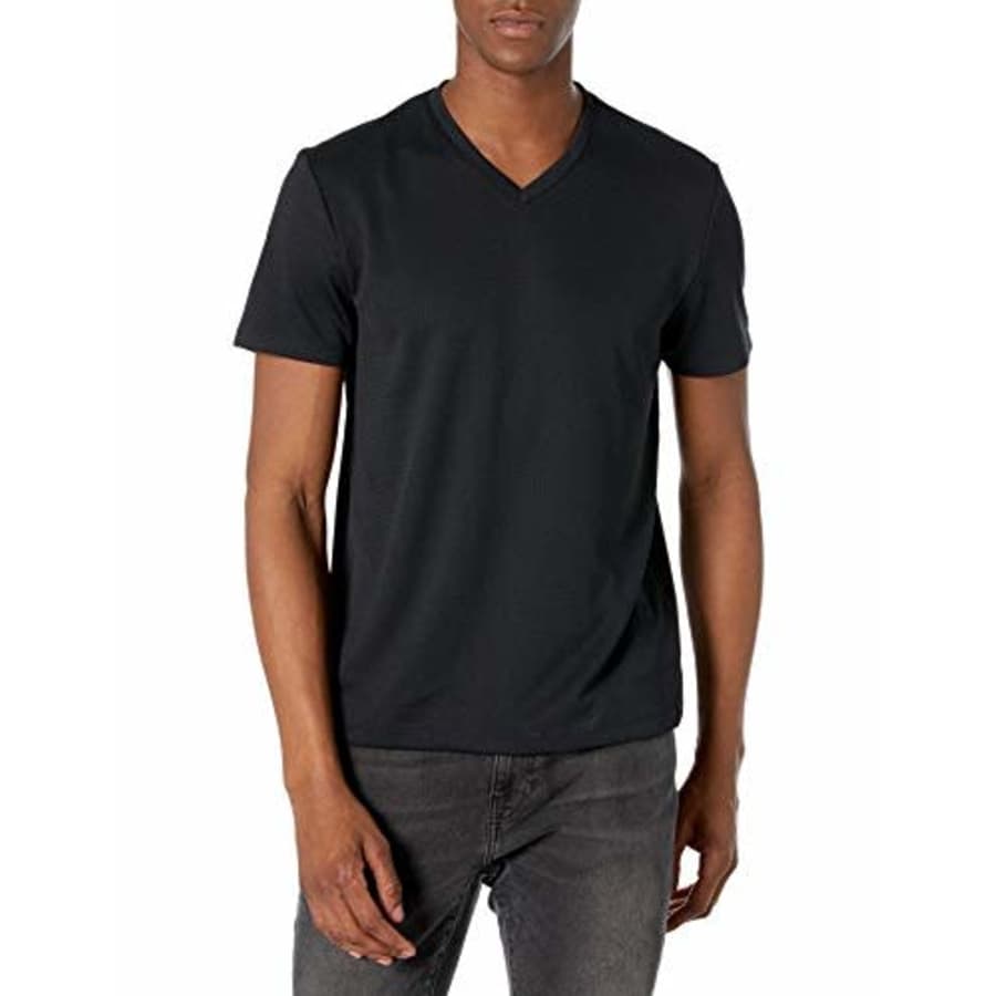 Perry Ellis Men's Standard Performance V-Neck Tee Shirt, Textured Black, Small for $15
