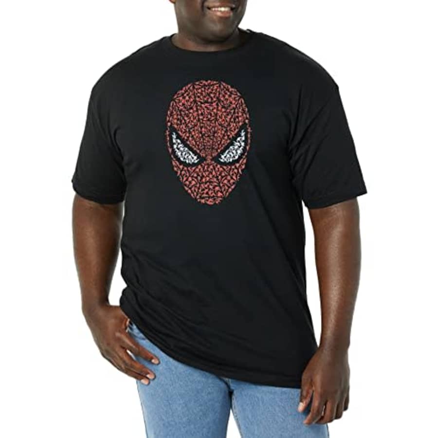 Marvel Big & Tall Classic Mini Spiderman Men's Tops Short Sleeve Tee Shirt, Black, XX-Large for $21
