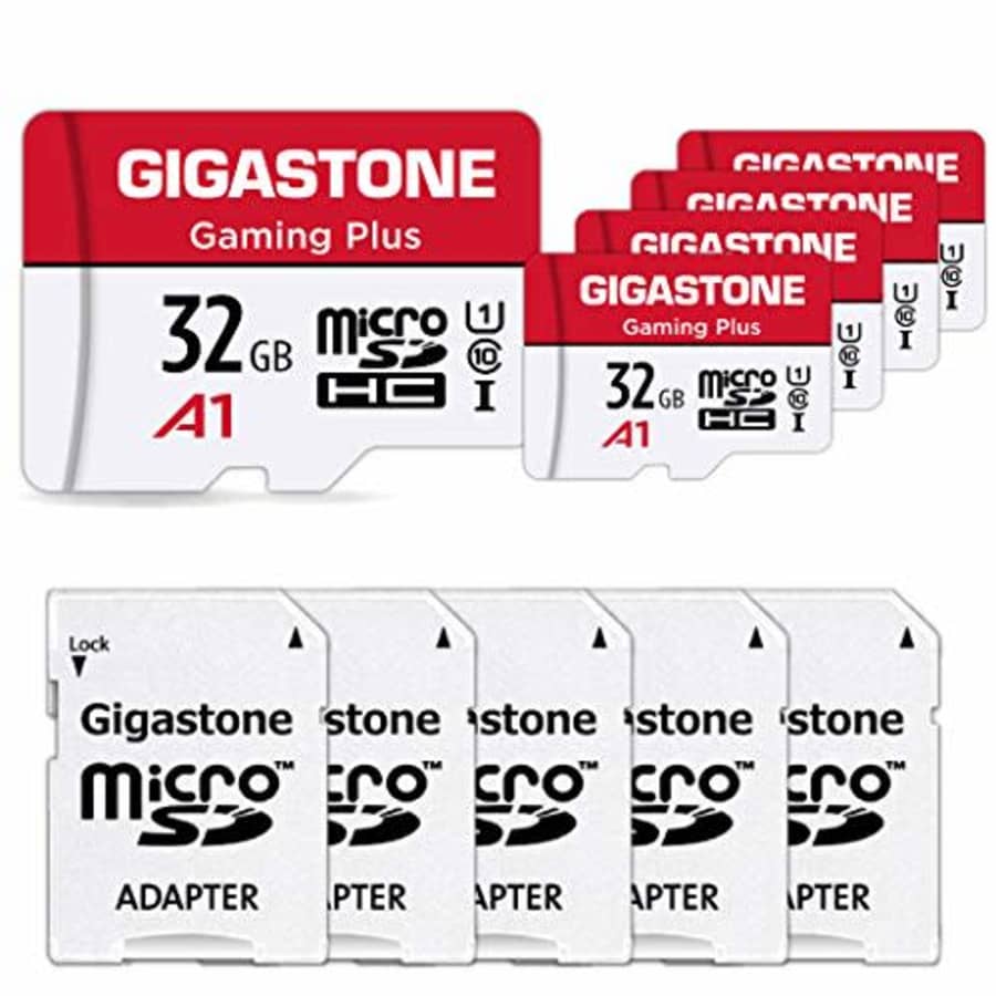 Gigastone 32GB 5-Pack Micro SD Card, A1 Camera Plus 90MB/s, Full HD Video, C10 Class 10 Micro SDHC for $40