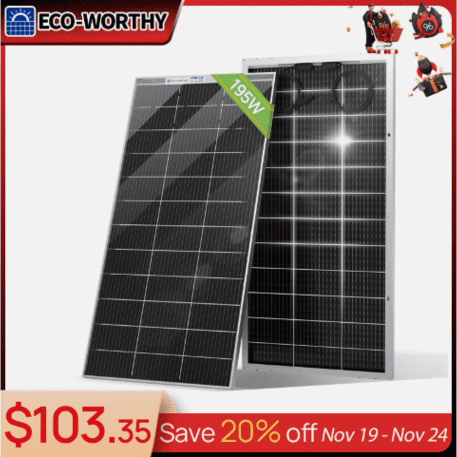 Eco-Worthy Bifacial 200W 12V Solar Panel for $103