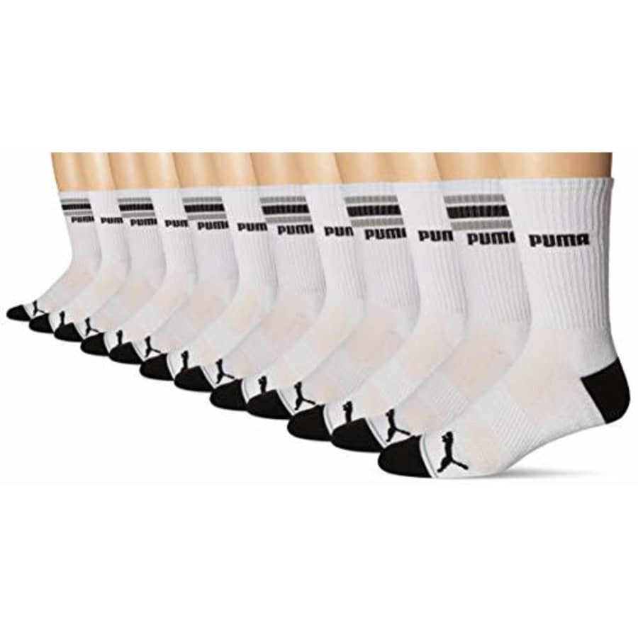 Puma Men's 6 Pack Crew Socks, White/black, 10-13 for $29