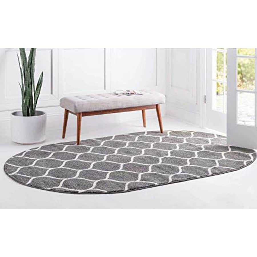 Unique Loom Trellis Frieze Collection Lattice Moroccan Geometric Modern Oval Rug, 3 x 5 Feet, Dark for $39 Unique Loom Trellis Frieze Collection Lattice Moroccan Geometric Modern Oval Rug, 3 x 5 Feet, Dark for $39