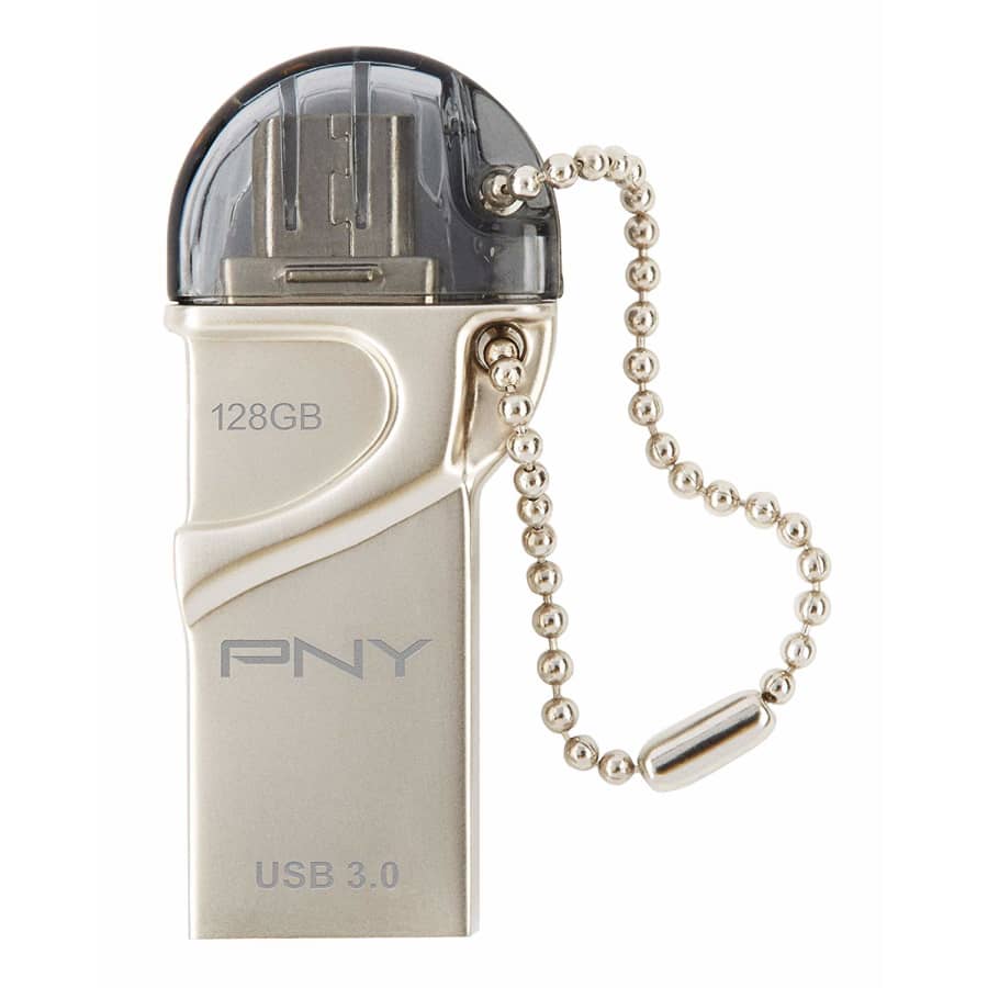 PNY DuoLink 128GB USB 3.0/microUSB OTG Flash Drive for Android for $20