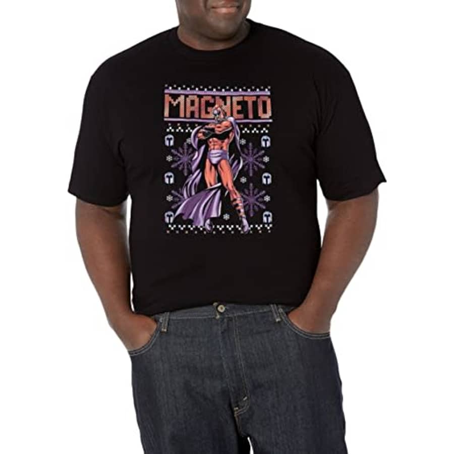 Marvel Big & Tall Classic Magneto Ugly Sweater Men's Tops Short Sleeve Tee Shirt, Black, X-Large for $25