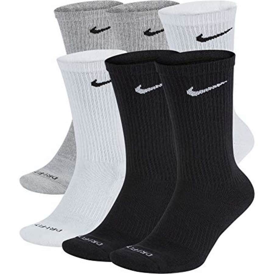 Nike Men's Everyday Plus Cushion Crew Socks (6 Pair), Multi-color (922), Medium (6-8) for $46