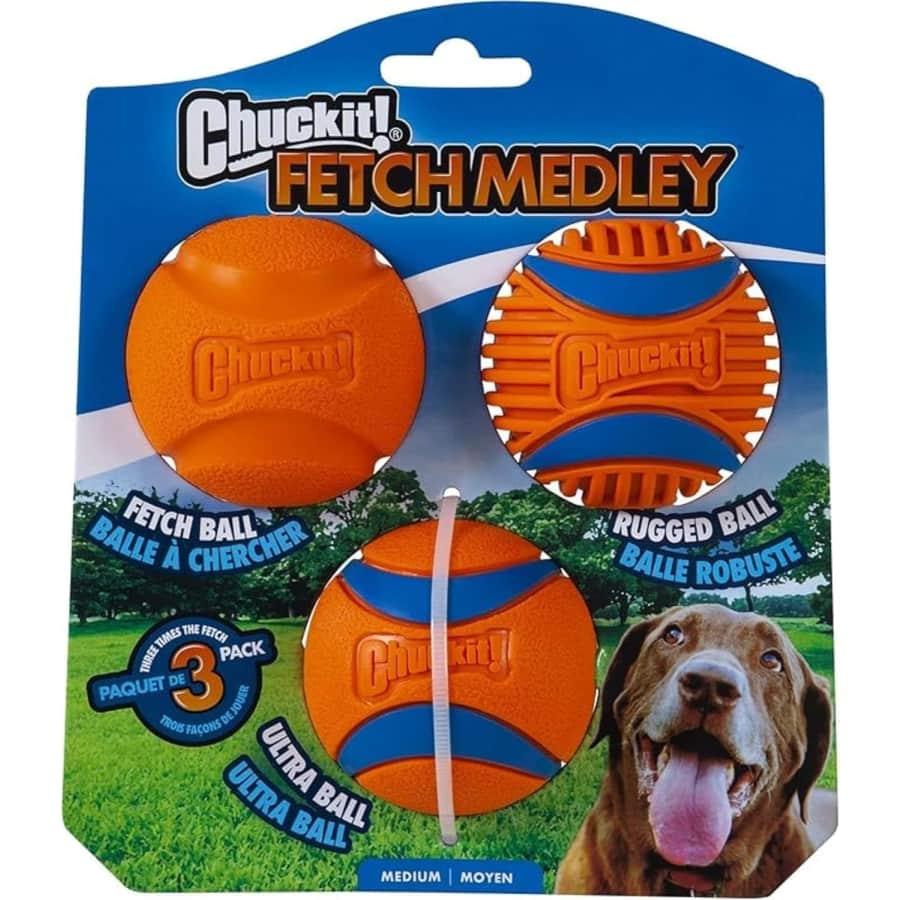 ChuckIt! Medium Dog Fetch Ball Medley 3-Pack for $8