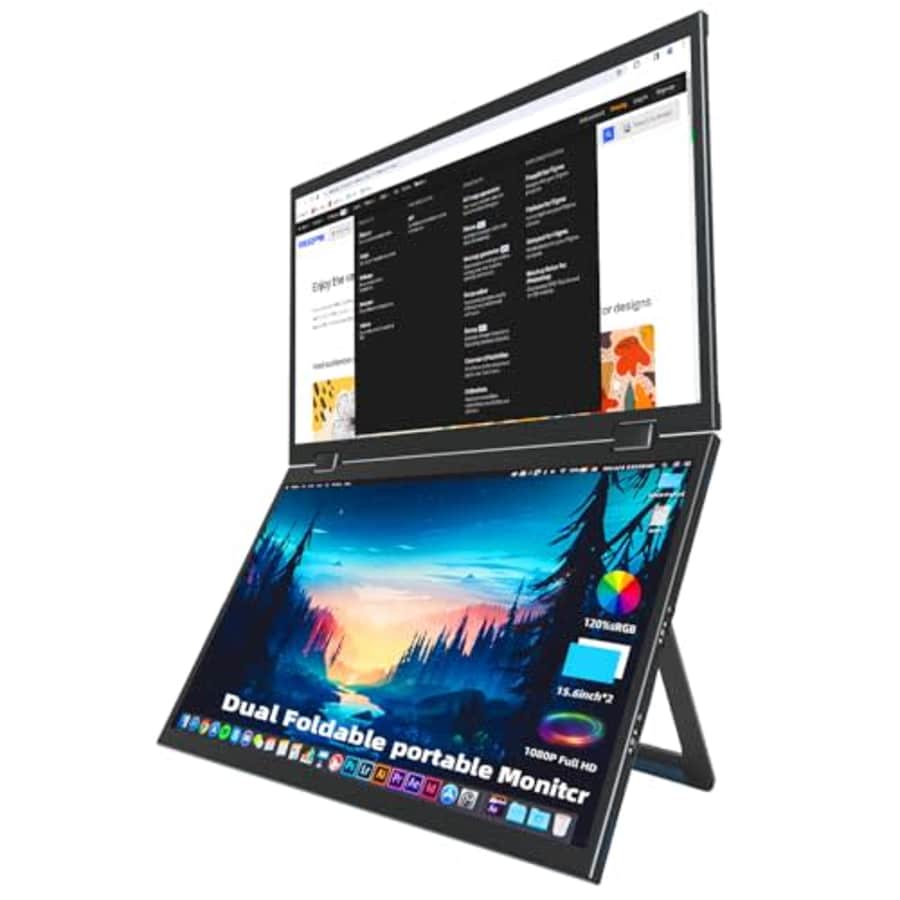 Virzen Screen Extender 15.6" Dual Monitors Stacked Folding with HDMI Dual USB-C Triple Monitor Extender for $400 Virzen Screen Extender 15.6" Dual Monitors Stacked Folding with HDMI Dual USB-C Triple Monitor Extender for $400
