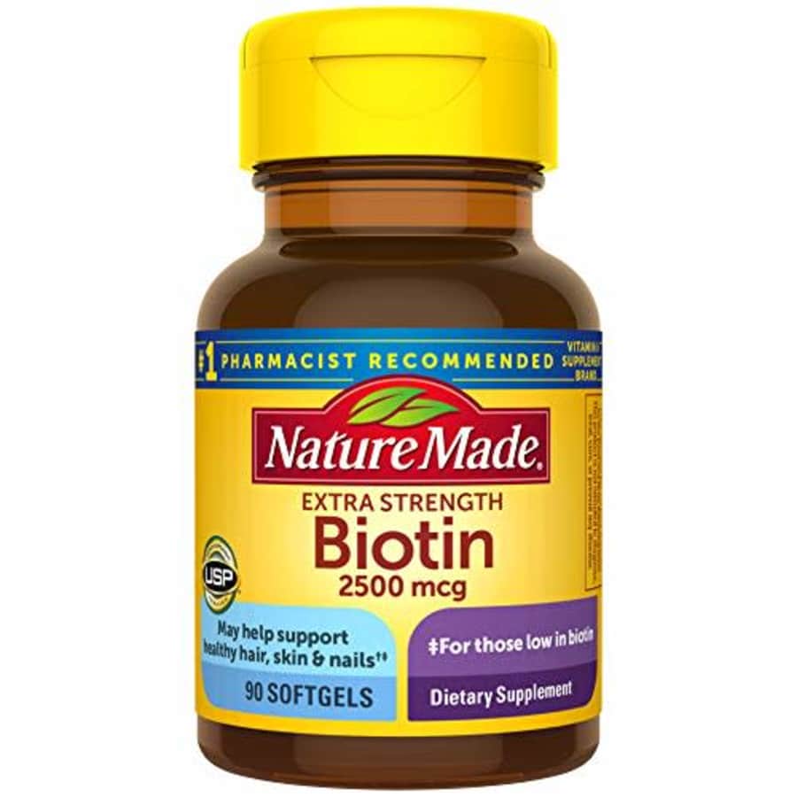 Nature Made Biotin 2500 mcg Softgels 90 Ct, Support Healthy Hair, Skin, Nails (Packaging May Vary) for $23 Nature Made Biotin 2500 mcg Softgels 90 Ct, Support Healthy Hair, Skin, Nails (Packaging May Vary) for $23
