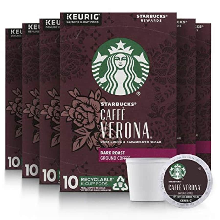 Starbucks Dark Roast K-Cup Coffee Pods Caff Verona for Keurig Brewers (60 pods total) ,10 Count for $39