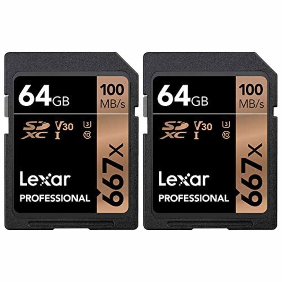 Lexar Professional 667x 64GB SDXC UHS-3 Class 10 Memory Card 2 Pack (LSD64GBNA667) for $79