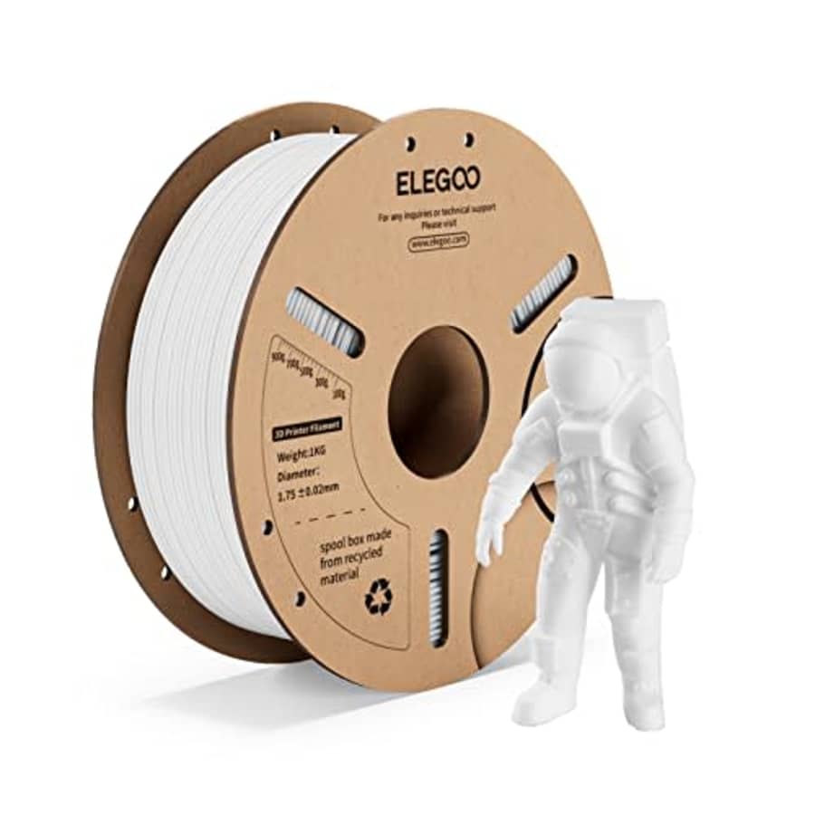 ELEGOO PLA Filament 1.75mm White 1kg Spool, 3D Printer Filament Dimensional Accuracy +/- 0.02mm for $14 ELEGOO PLA Filament 1.75mm White 1kg Spool, 3D Printer Filament Dimensional Accuracy +/- 0.02mm for $14