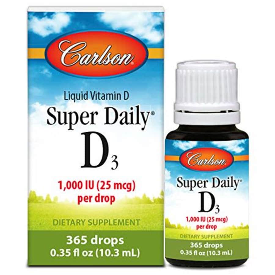Carlson Labs Carlson - Super Daily D3, Vitamin D Drops, 1,000 IU (25 mcg) per Drop, 1-Year Supply, Vitamin D3 for $14 Carlson Labs Carlson - Super Daily D3, Vitamin D Drops, 1,000 IU (25 mcg) per Drop, 1-Year Supply, Vitamin D3 for $14