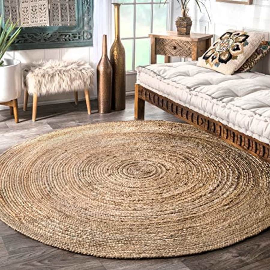 nuLOOM 200TAJT03-404R Rigo Hand Woven Jute Area Rug, 4' Round, Natural for $30