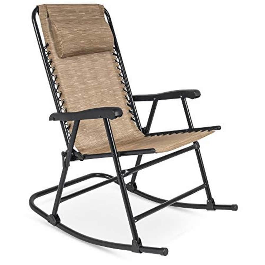 Best Choice Products Foldable Zero Gravity Rocking Mesh Patio Lounge Chair w/Headrest Pillow - Beige for $115