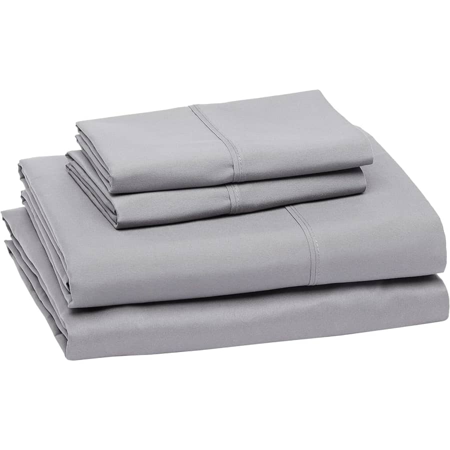 Amazon Basics Microfiber 4-Piece Queen Bed Sheet Set for $16