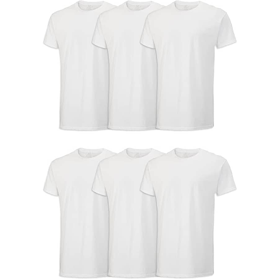 Fruit of the Loom Men's Eversoft Stay Tucked Crew T-Shirt 6-Pack for $15