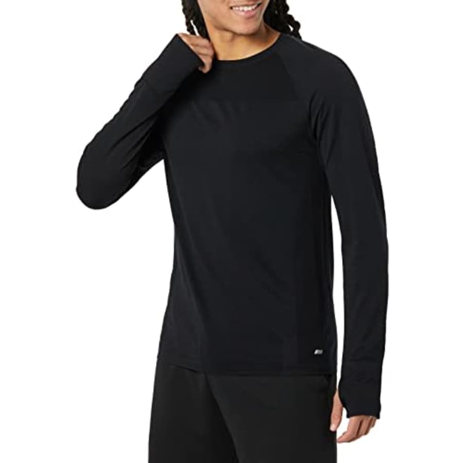 Amazon Essentials Men's Seamless Long-Sleeve T-Shirt, Black, X-Small for $16