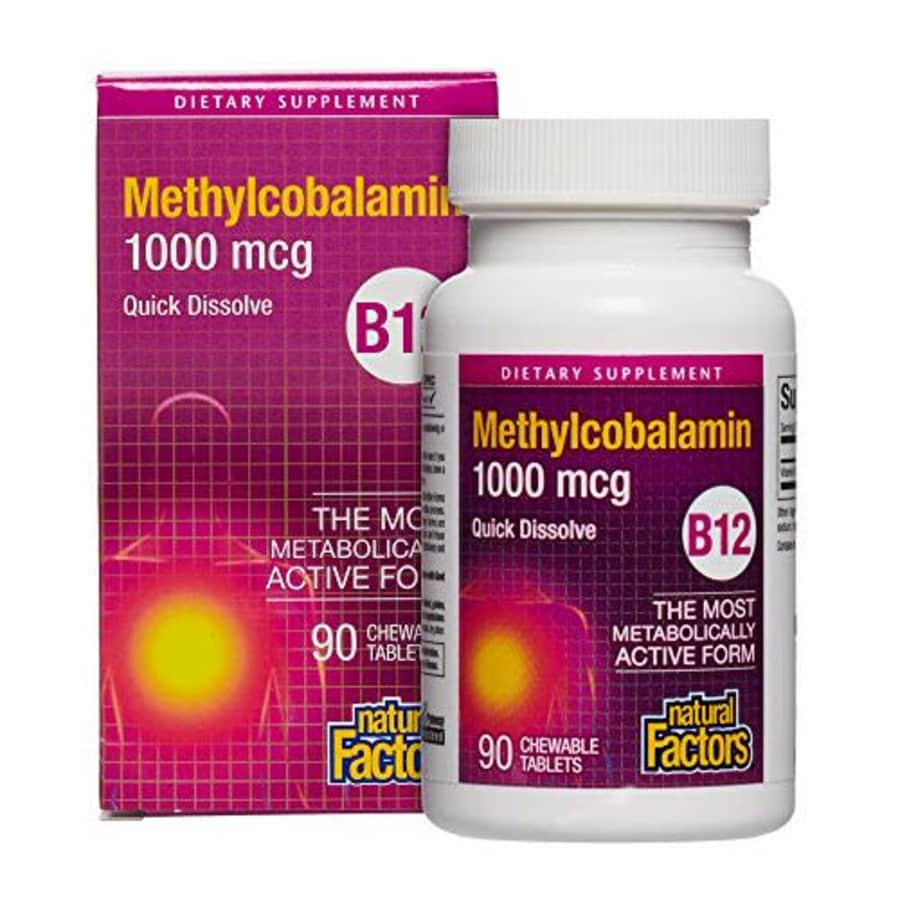 Natural Factors, Vitamin B12 Methylcobalamin 1000 mcg, Chewable Support for Energy and Immune for $10 Natural Factors, Vitamin B12 Methylcobalamin 1000 mcg, Chewable Support for Energy and Immune for $10