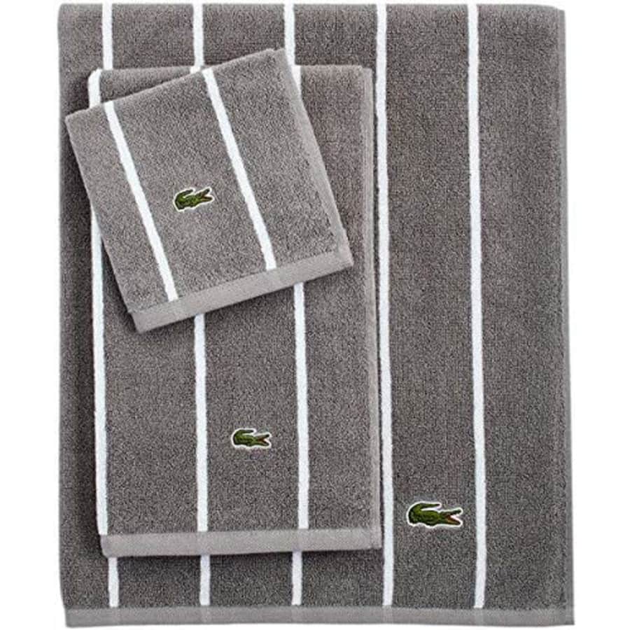 Lacoste Sport Stripe Bath Towel, Meteorite for $22 Lacoste Sport Stripe Bath Towel, Meteorite for $22