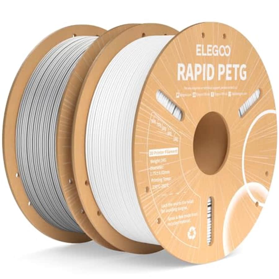 ELEGOO Rapid PETG Filament 1.75mm White & Gray 2KG, High Speed Tough 3D Printer Filament for $28