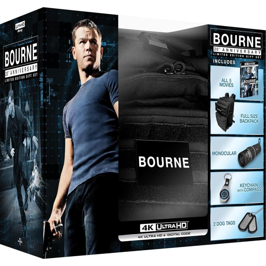 The Bourne 20th Anniversary Limited Edition Complete Collection in 4K UHD & Digital for $50 The Bourne 20th Anniversary Limited Edition Complete Collection in 4K UHD & Digital for $50