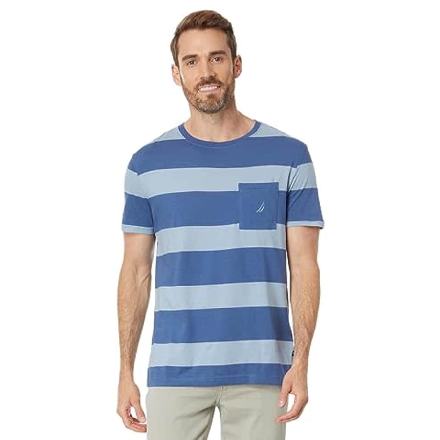Nautica Men's Striped Crewneck T-Shirt, Union Blue for $22
