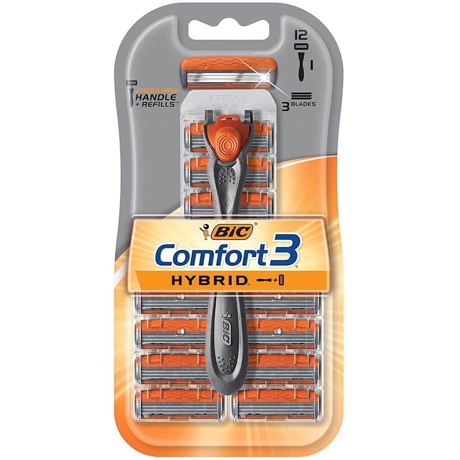 Bic Men's Comfort 3 Hybrid 3-Blade Disposable Razor w/ 12 Cartridges for $10