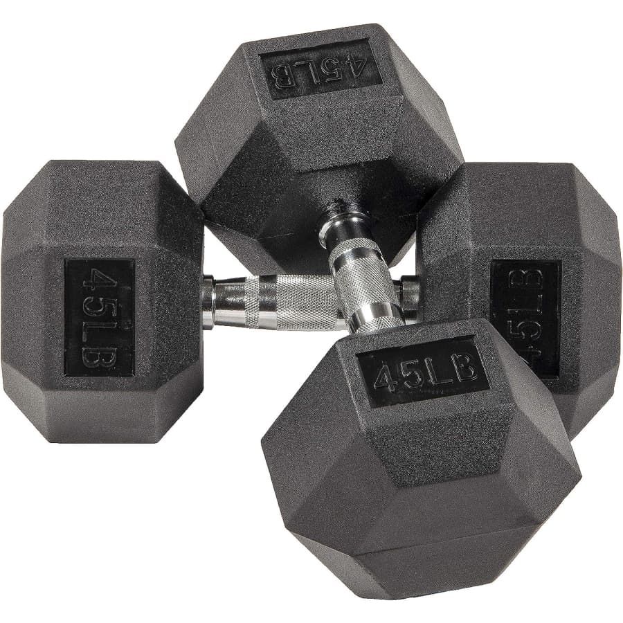 BalanceFrom Rubber Coated Hex Dumbbell 45-lb. Pair for $80