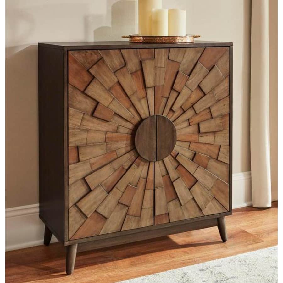 Home Decorators Collection Starburst Pattern Wood Accent Cabinet for $239 Home Decorators Collection Starburst Pattern Wood Accent Cabinet for $239