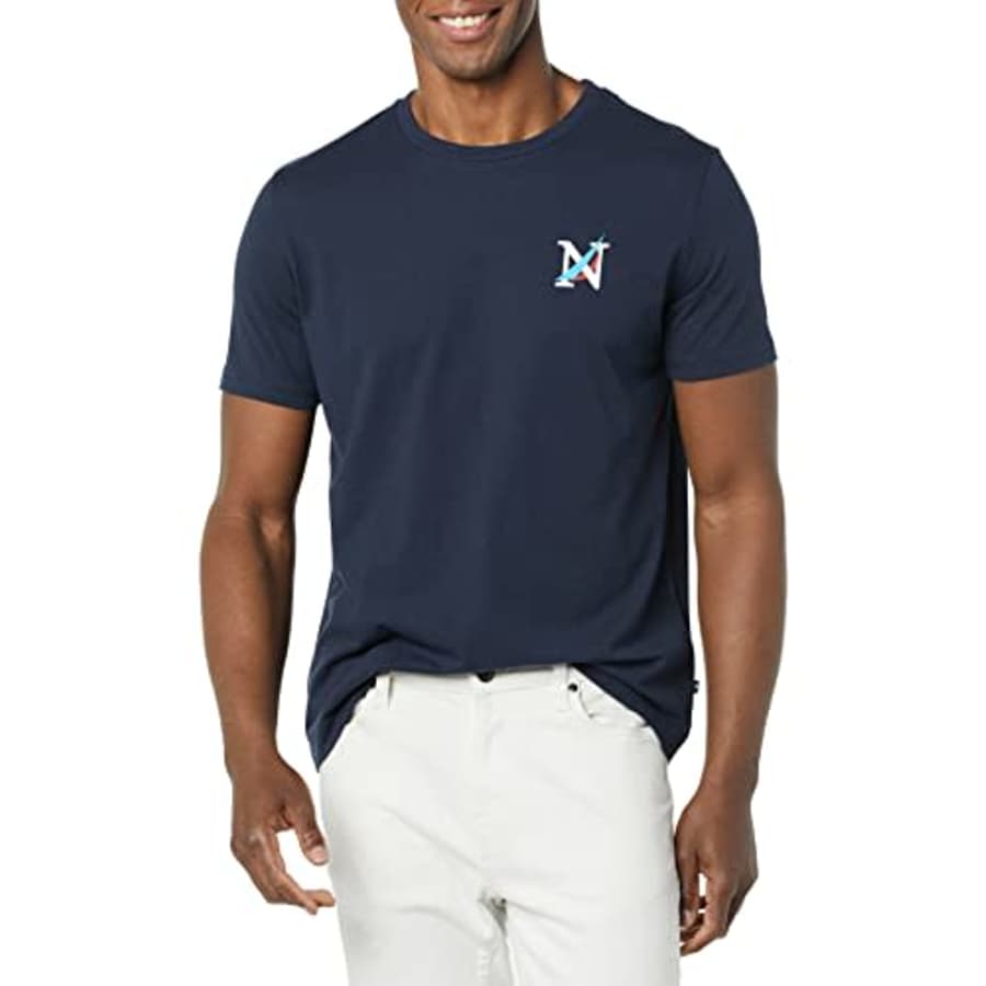 Nautica Men's Sustainably Crafted Graphic T-Shirt, Navy, Large for $14