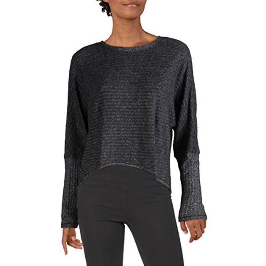 Splendid Women's Studio Activewear Workout Athletic Knot Back Long Sleeve Top, Black, XL for $30