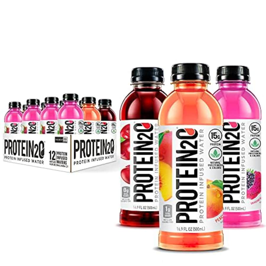 Protein2o 15g Whey Protein Infused Water, Flavor Fusion Variety Pack, 16.9 oz Bottle (Pack of 12) for $20 Protein2o 15g Whey Protein Infused Water, Flavor Fusion Variety Pack, 16.9 oz Bottle (Pack of 12) for $20