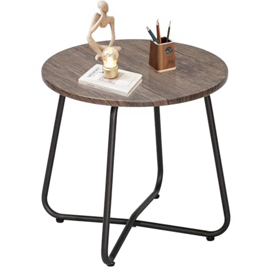 VECELO Patio Outdoor Side Snack Table,Small Round Anti-Rust Metal Style for Garden for $35 VECELO Patio Outdoor Side Snack Table,Small Round Anti-Rust Metal Style for Garden for $35