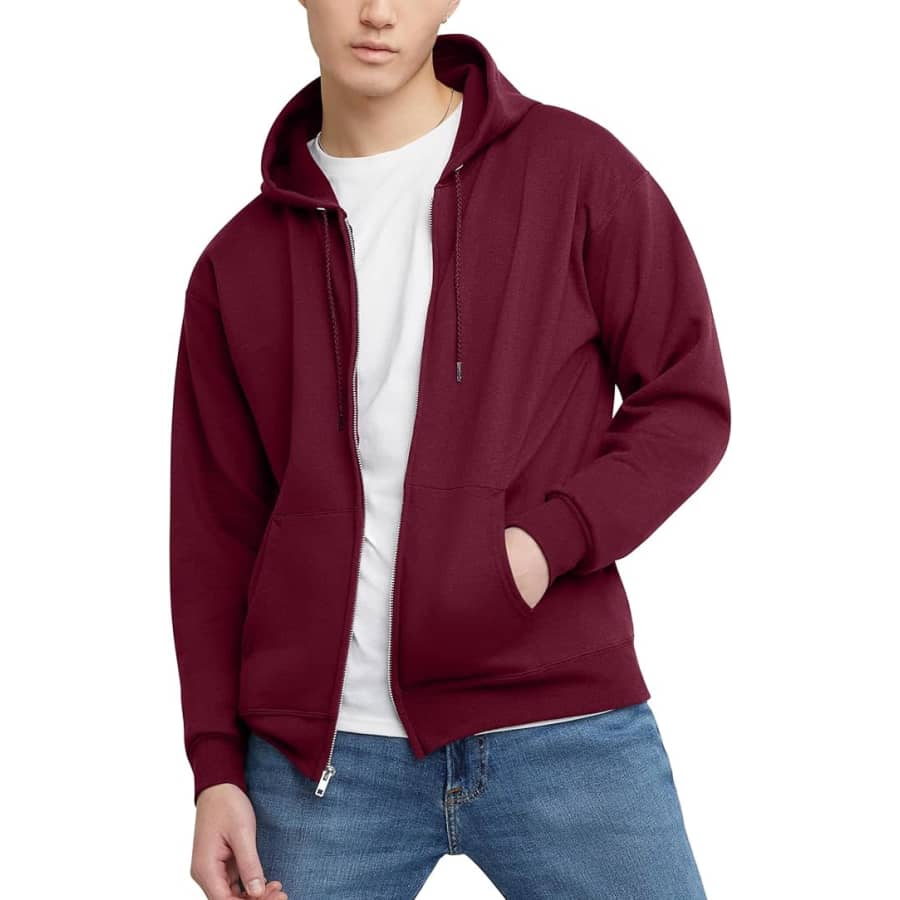 Hanes Men's Full-Zip EcoSmart Hoodie for $9