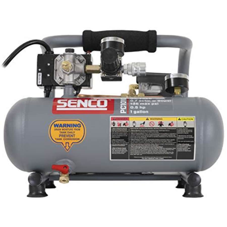 Senco PC1010 1/2- Horsepower 1-Gallon Matte Finish and Trim Portable Hot Dog Air Compressor, for $197 Senco PC1010 1/2- Horsepower 1-Gallon Matte Finish and Trim Portable Hot Dog Air Compressor, for $197
