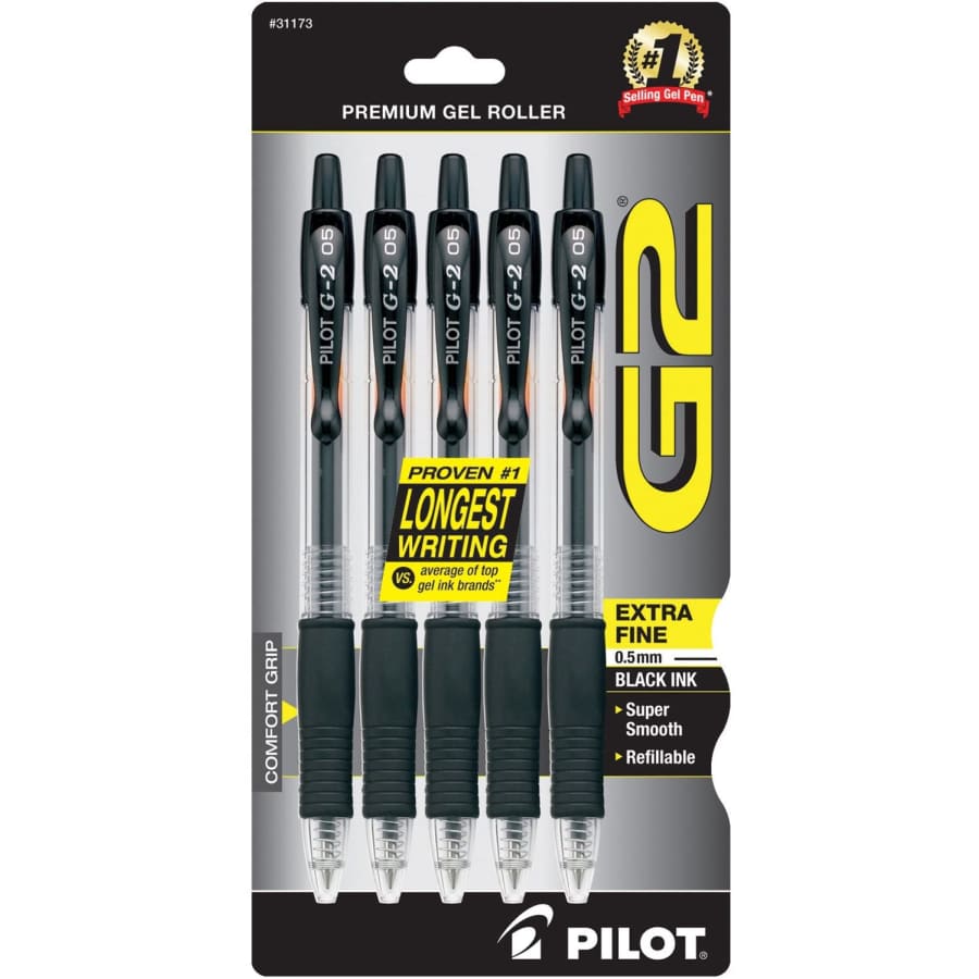Pilot G2 Premium Gel Roller Pen 5-Pack for $7