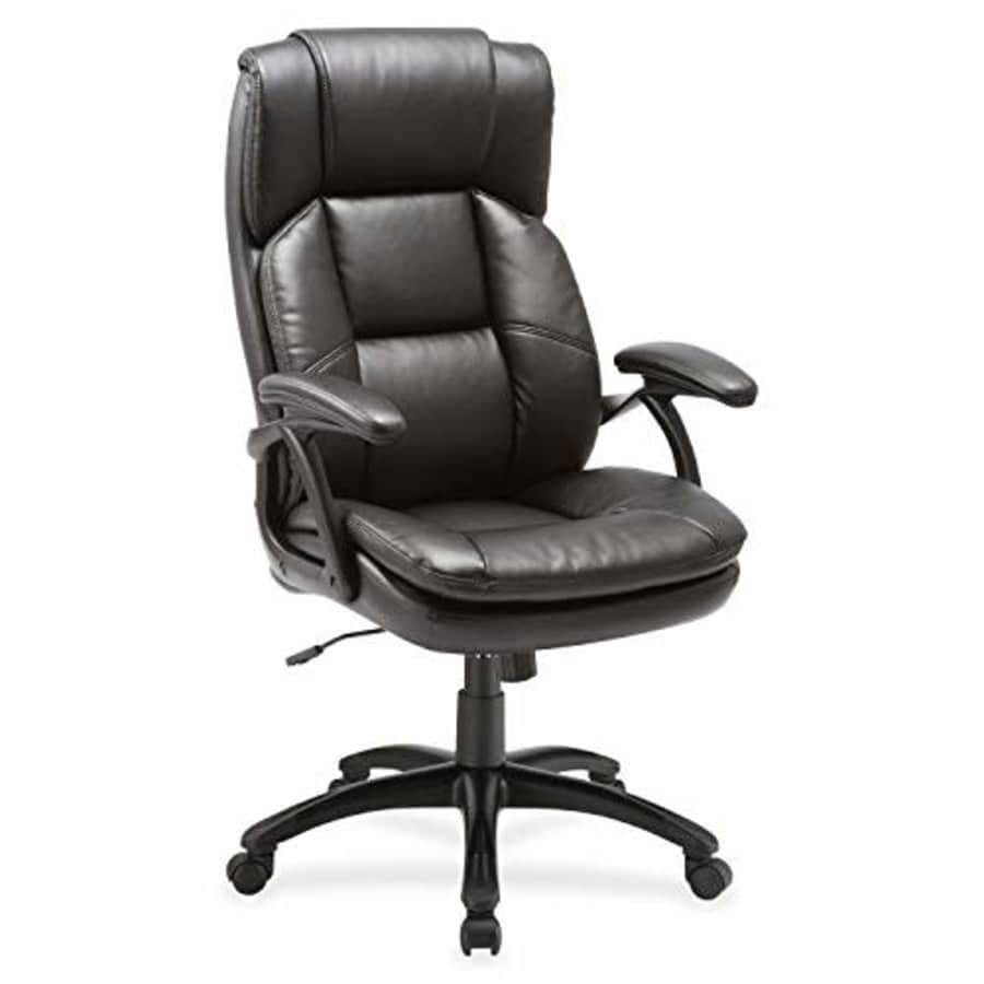 Lorell Black Base High-Back Leather Chair, 44.5" x 27" x 32" for $240