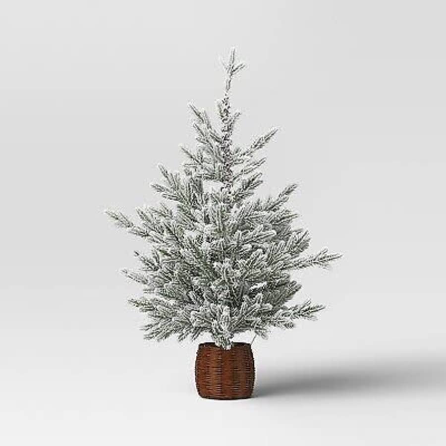 Wondershop 40" Pre-lit LED Flocked Balsam Fir Mini Artificial Christmas Tree for $28