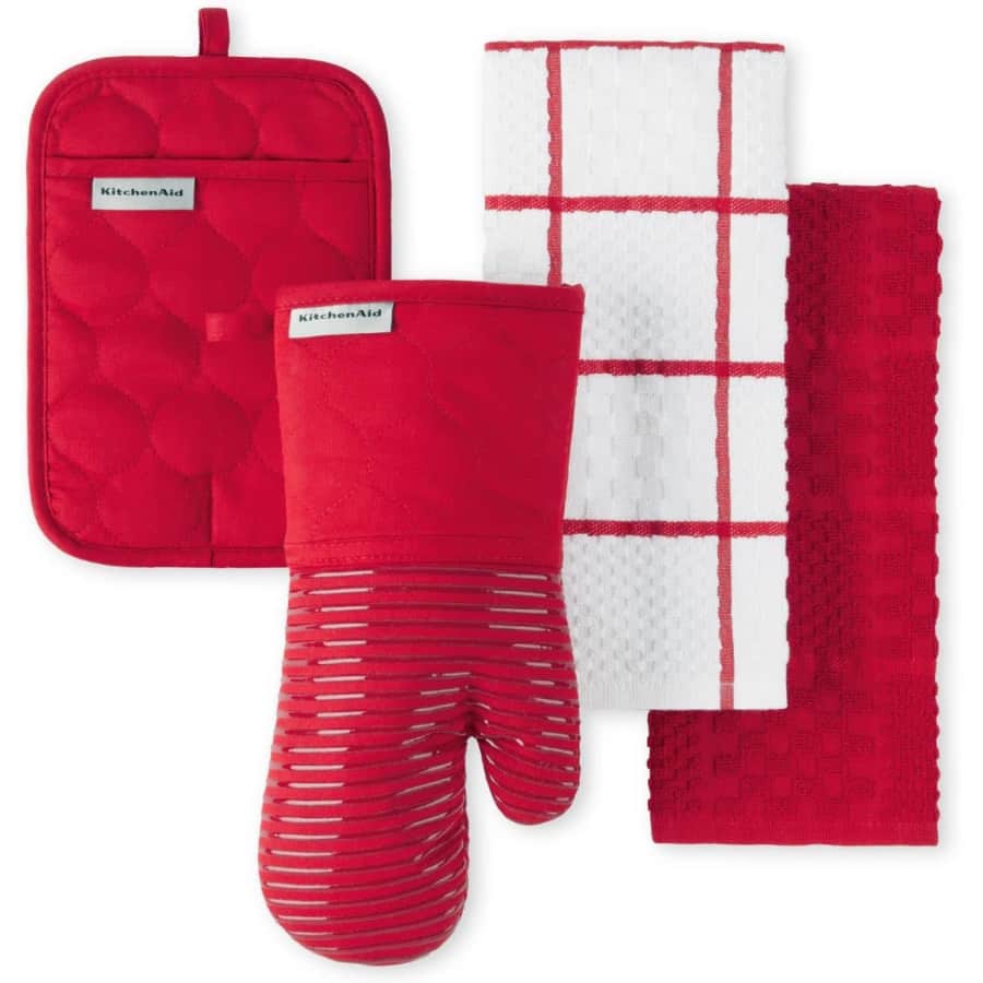 KitchenAid Oven Mitt, Pot Holder, & Kitchen Towel 4-Piece Set for $14 KitchenAid Oven Mitt, Pot Holder, & Kitchen Towel 4-Piece Set for $14