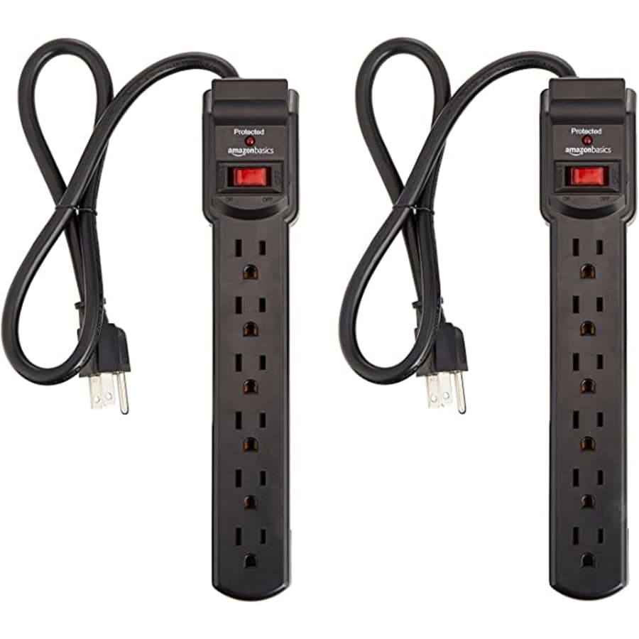 Amazon Basics 6-Outlet 2-Foot Surge Protector 2-Pack for $5