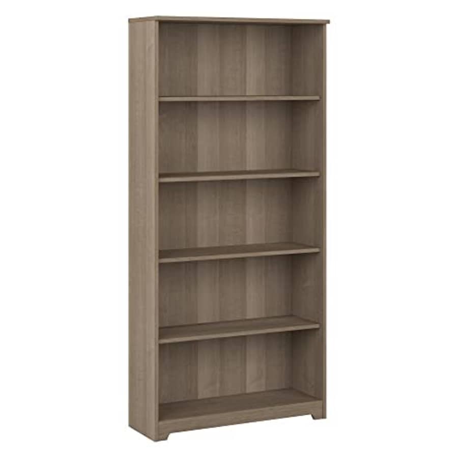 Bush Furniture Cabot 5-Shelf Bookcase, Large Open Bookcase with 5 Shelves in Ash Gray, Sturdy for $130
